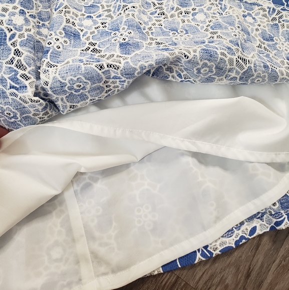 NWT Yumi London Blue & White Floral Brocade Lace Dress Anthropologie Party 10 - Picture 10 of 12